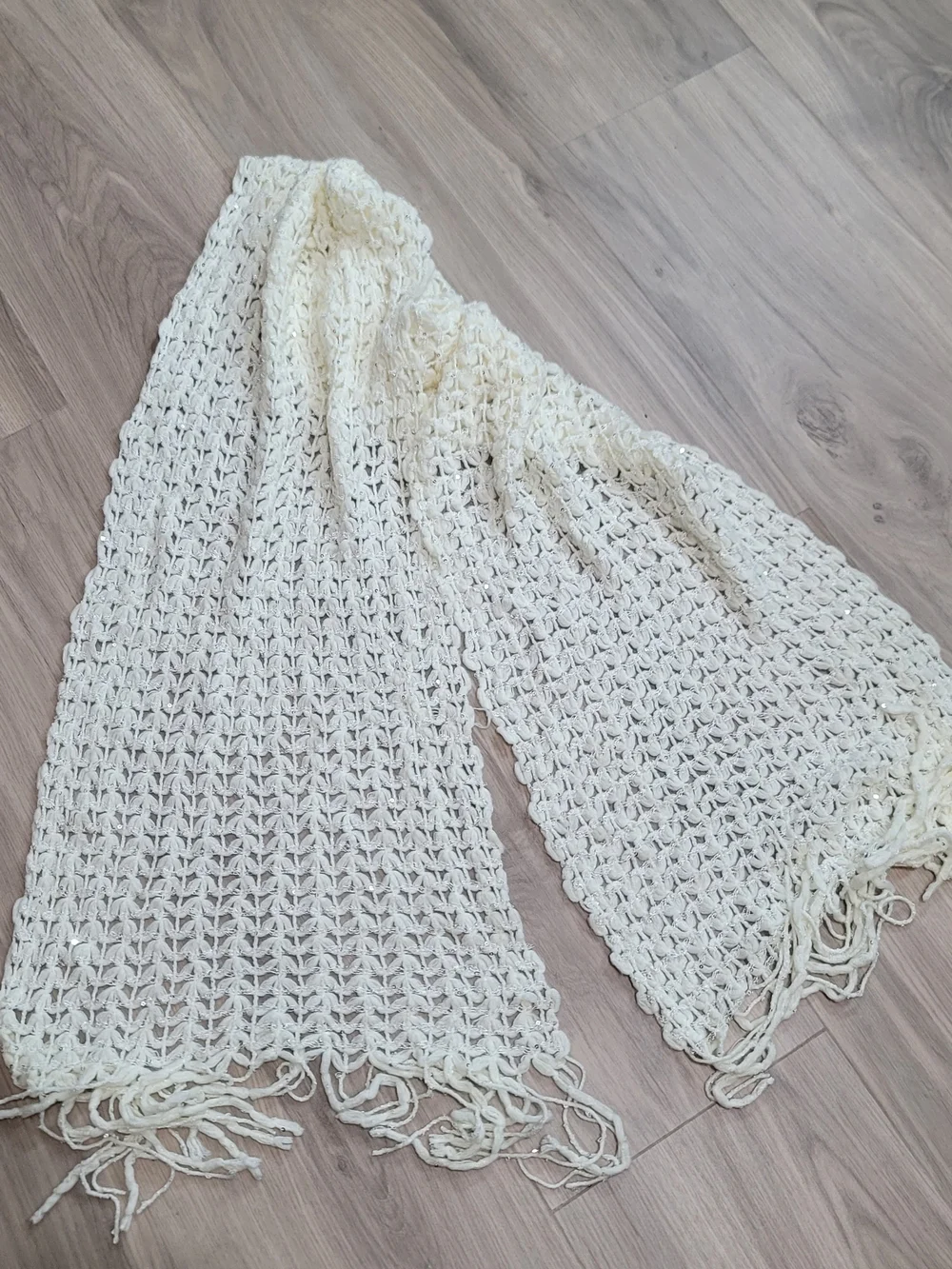 Cream Colored Sequin Capelli New York Scarf 70 In